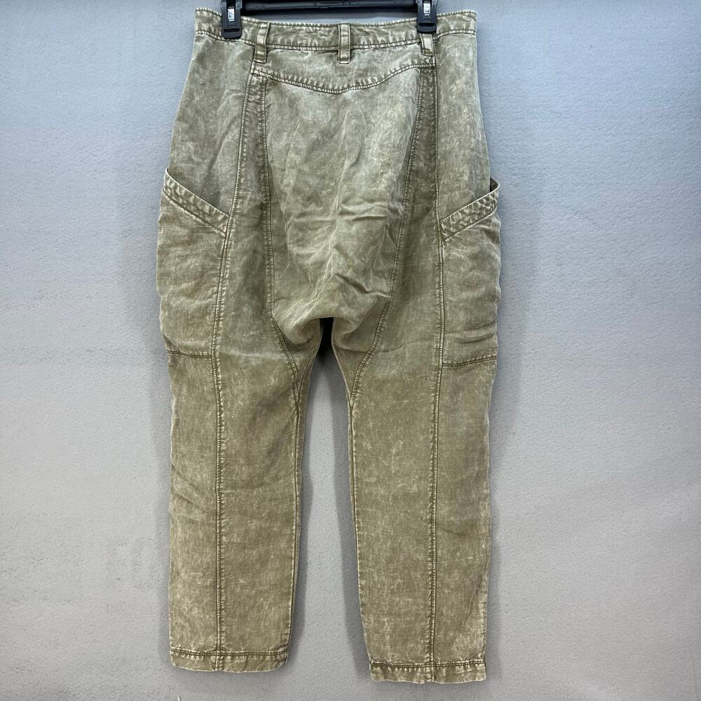 Free People Pants Women's Size 2 Tan Baggy Cargo Button Fly Slouchy Paper Bag - Picture 4 of 16